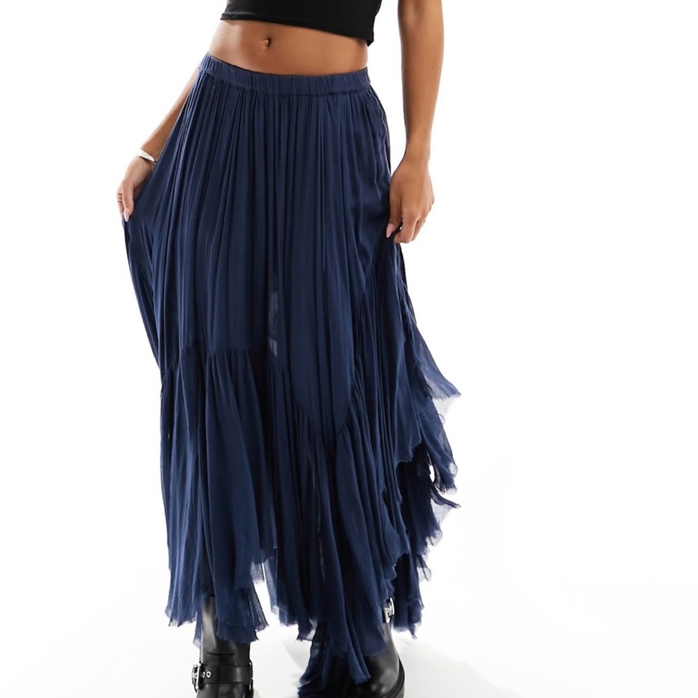 Free People Navy Maxi Skirt